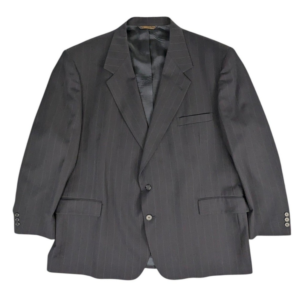Botany 500 Couture Mens 52R Pinstripe Suit Charcoal Gray Wool Blend 2-Piece USA - Picture 2 of 15